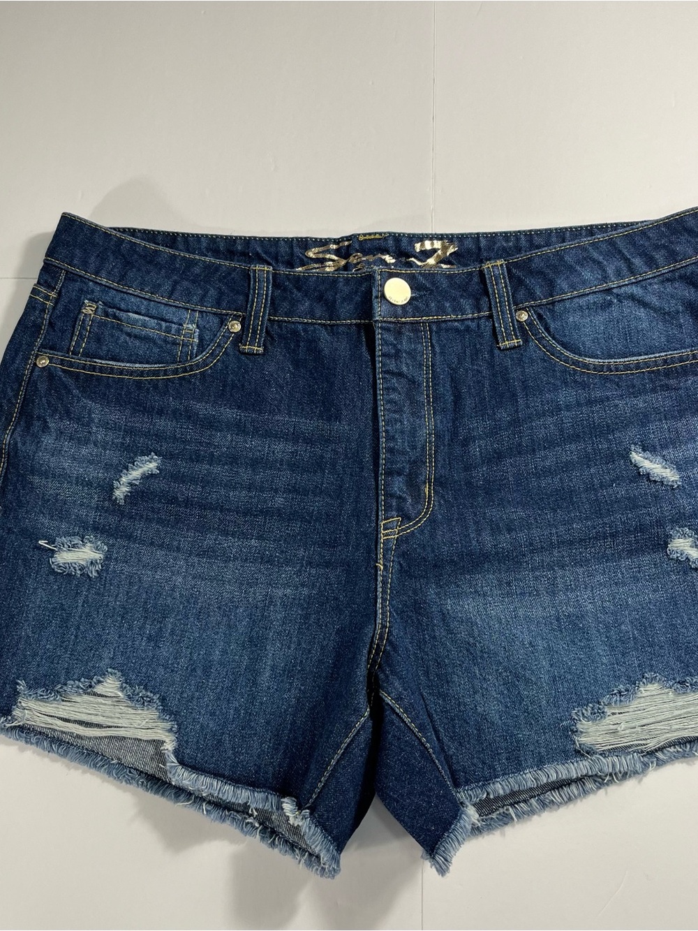 Seven Jeans Dark Blue Distressed Denim Women’s Shorts